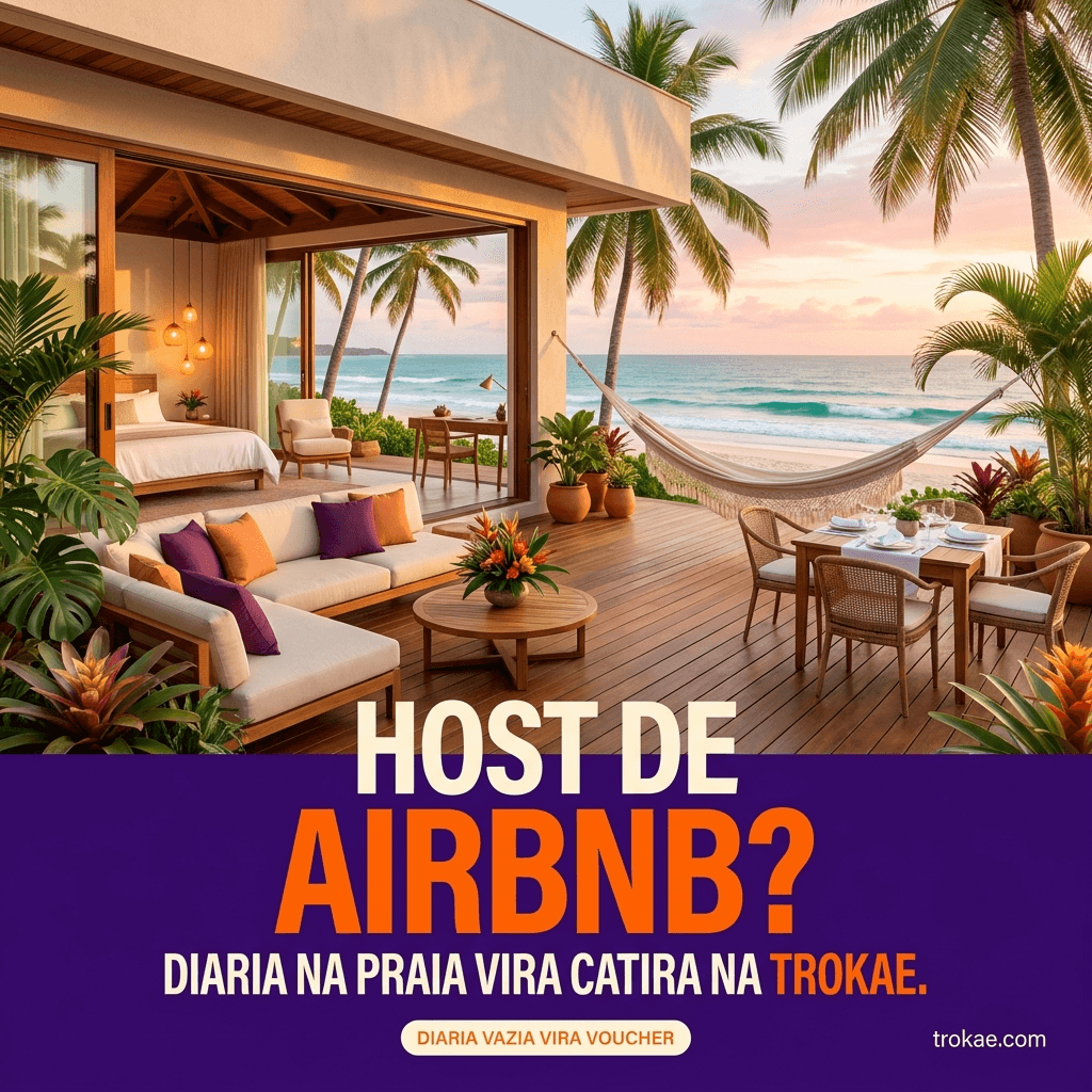 Bangalô de praia com hammock — host de Airbnb transforma diária parada em voucher Trokae